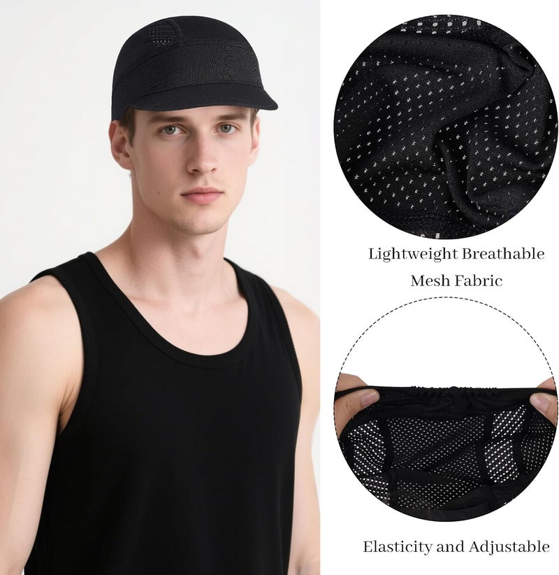 phnydreg 3Pcs Cycling Cap for Men Women Cooling Skull Cap Under Helmet Liner with Sun Visor for Summer Running Bike Outdoor Sports Multi - Image 3